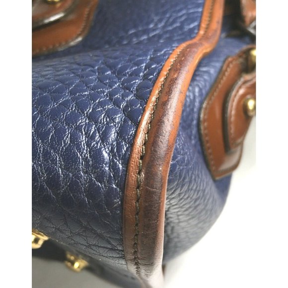 Dooney & Bourke Vtg Blue Leather Brown Trim Satchel Shoulder Bag – Made In USA - Picture 8 of 12